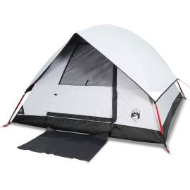 Cort camping cupolă 2 persoane alb, țesătură opacă, impermeabil, 2 image