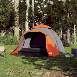 Cort camping cupolă 3 persoane, gri/portocaliu, setare rapidă, 3 image