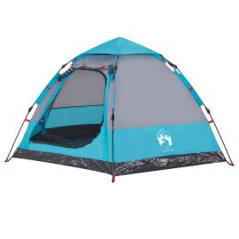 Cort de camping cabană 4 persoane albastru cu eliberare rapidă, 4 image