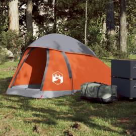 Cort de camping pentru 1 persoană, gri/portocaliu, impermeabil