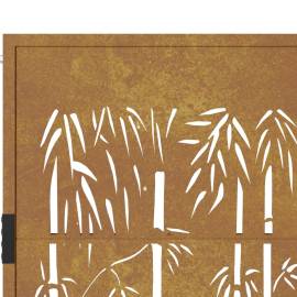 Poartă pentru grădină, 105x130 cm, oțel corten, model bambus, 8 image