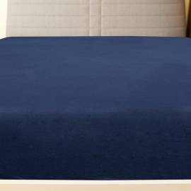 Cearșaf de pat cu elastic, 2 buc, bleumarin, 180x200 cm, bumbac, 2 image