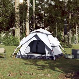 Cort de camping 3 persoane, alb opac, setare rapidă, țesătură, 3 image
