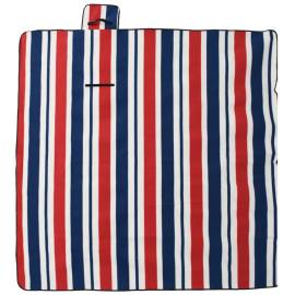 Pătură picnic pliabilă, dungi roșu albastre, 200x200 cm catifea, 2 image