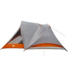 Cabină cort de camping 4 persoane gri și portocaliu impermeabil, 8 image