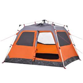 Cort camping cupolă 4 persoane, gri/portocaliu, setare rapidă, 5 image