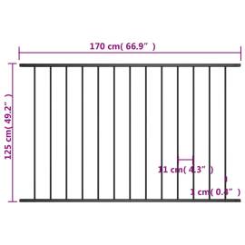 Panou de gard, negru, 1,7 x 1,25 m, oțel vopsit electrostatic, 4 image