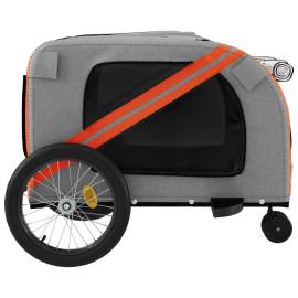 Remorcă de bicicletă animale portocaliu/gri, textil oxford/fier, 7 image