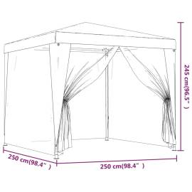 Cort de petrecere, 4 pereți de plasă, albastru, 2,5x2,5 m, hdpe, 7 image