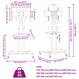 Suport tv pe roți ecran de 32-70 inchi max vesa 600x400 mm 60kg, 9 image