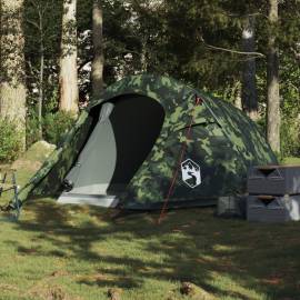 Cort de camping tunel pentru 3 persoane, camuflaj, impermeabil