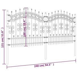 Gard grădină cu vârfuri negru 140 cm oțel vopsit electrostatic, 6 image