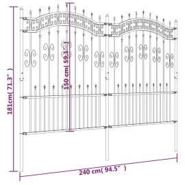 Gard grădină cu vârfuri negru 190 cm oțel vopsit electrostatic, 6 image