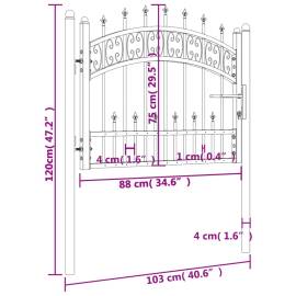 Poartă gard cu vârf negru 103x120 cm oțel vopsit electrostatic, 6 image