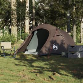 Cort de camping tunel pentru 2 persoane, maro, impermeabil, 3 image