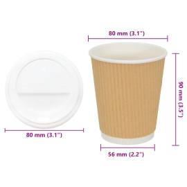 Cești de cafea din hârtie cu capace 1000 buc 8oz 200ml, 9 image