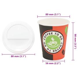 Cești de cafea din hârtie cu capace 1000 buc 8oz 240ml, 9 image