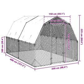 Țarc de găini cu acoperiș 2,5x4x2,25 m oțel galvanizat, 8 image