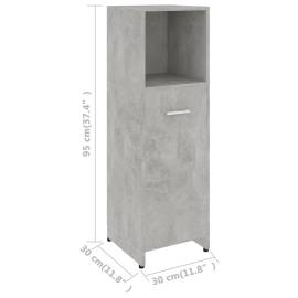 Set mobilier baie, 3 piese, gri beton, pal, 11 image