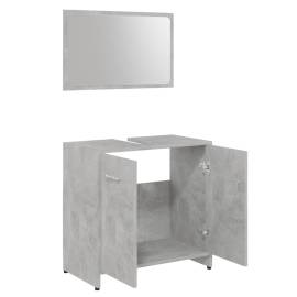 Set mobilier baie, 3 piese, gri beton, pal, 7 image