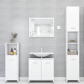 Set mobilier de baie, 3 piese, alb, pal, 5 image