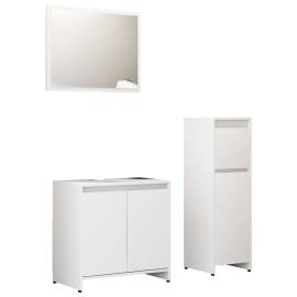 Set mobilier de baie, 3 piese, alb, pal, 2 image