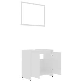 Set mobilier de baie, 3 piese, alb extralucios, pal, 11 image