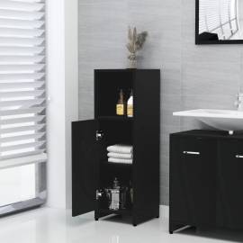 Set mobilier de baie, 3 piese, negru, pal, 5 image