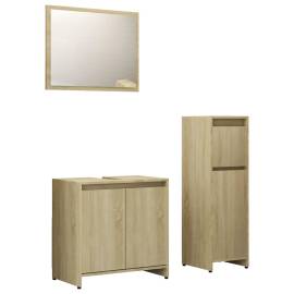 Set mobilier de baie, 3 piese, stejar sonoma, pal, 2 image
