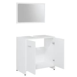 Set mobilier de baie, 4 piese, alb, pal, 4 image