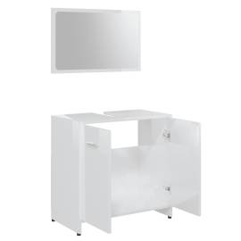 Set mobilier de baie, 4 piese, alb extralucios, pal, 4 image