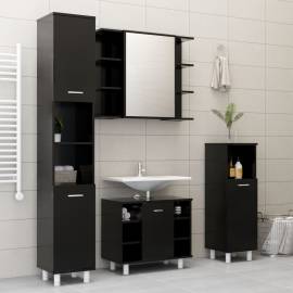 Set mobilier baie, 3 piece, negru, pal, 3 image