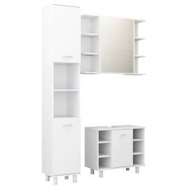 Set mobilier baie, 3 piese, alb, pal, 2 image