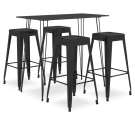 Set mobilier de bar, 5 piese, negru