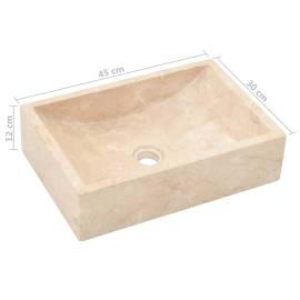 Măsuță toaletă, lemn masiv de tec, cu chiuvetă marmură, crem, 10 image