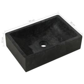 Măsuță toaletă, lemn masiv de tec, cu chiuvetă marmură, negru, 9 image