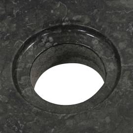 Măsuță toaletă lemn masiv de tec, cu chiuvete marmură, negru, 9 image