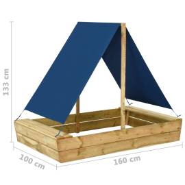 Groapă de nisip cu acoperiș, 160x100x133 cm, lemn de pin tratat, 6 image