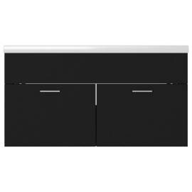 Dulap cu chiuvetă încorporată, negru, pal, 7 image