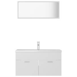 Set mobilier de baie, alb, pal, 5 image