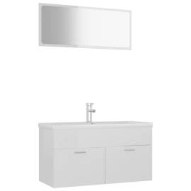 Set mobilier de baie, alb extralucios, pal, 2 image
