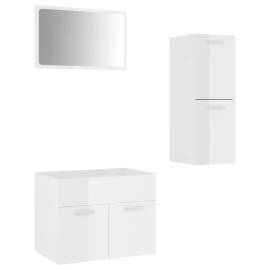 Set mobilier de baie, alb extralucios, pal, 2 image