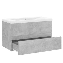 Dulap cu chiuvetă încorporată, gri beton, pal, 5 image