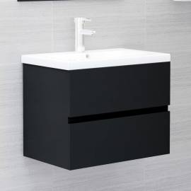 Set mobilier de baie, negru, pal, 3 image
