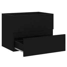 Set mobilier de baie, negru, pal, 9 image