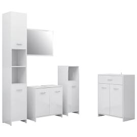 Set mobilier de baie, 4 piese, alb extralucios, 2 image