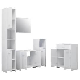 Set mobilier de baie, 4 piese, alb extralucios, 3 image
