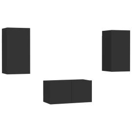 Set dulapuri tv, 3 piese, negru, pal, 2 image