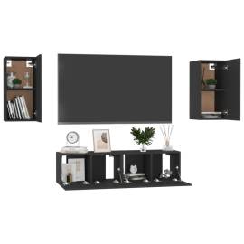 Set dulapuri tv, 4 piese, negru, pal, 3 image