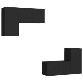 Set de dulapuri tv, 4 piese, negru, pal, 2 image
